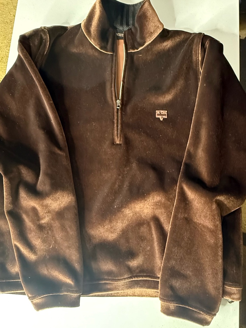 Vayder Baglioni Stretch Velvet Half Zip Sweatshirt Men XL